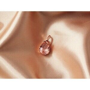 925 Sterling Silver Pink Morganite Necklace Rose Gold Gemstones Necklace Pendant